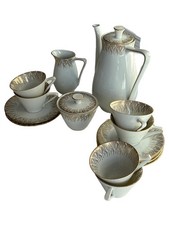 Weisswasser Kaffeeservice Porzellan Weiß Gold Elegant 6 Gedecke Vintage