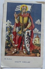 orig. Andachtsbild Heiligenbild antik Andachtsbildchen 1949 Hl Wenzel von Böhmen