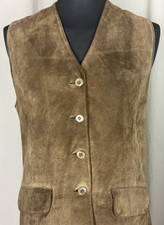 Trachten Weste Damen Gr. 40 Braun Wildlederoptik Landhausmode Vintage Oktoberfes