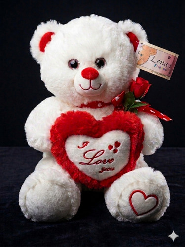Teddybär weiß mit herz i - teddybär,