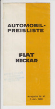 FIAT NECKAR Preisliste 1968 Preise Ausstattung Technik Typen Zeichnungen