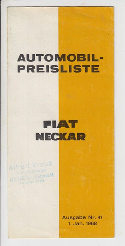 Fiat neckar preisliste 1968 - neckar,