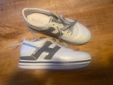 Hogan 41,5 Sneaker Plateau Perlmutt-Weiß Silber Leder
