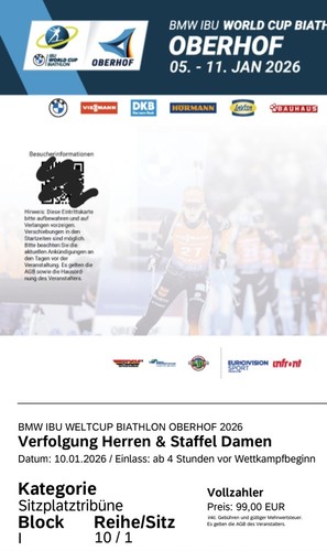 Tickets biathlon oberhof - 3x,