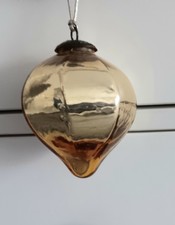 Weihnachten Deko Vintage Aufhänger Glas Tropfenform Goldfarben 