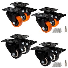 Transportrollen Möbelrollen 4er Set Lenkrollen und Bremse 40mm Orange Schwarz