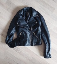 Primark Kunstleder Jacke Kurz Schwarz Neu ohne Etikett Größe Xxs 32 Xs 34