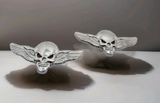 2X 3D Metall Totenkopf Flügel skull Sticker Emblem Aufkleber Auto KFZ Motorrad