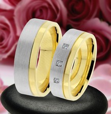 2 Trauring Eheringe Verlobungsringe , GOLD PLATIERT  Gravur Gratis J235-3
