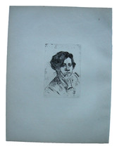 Lovis Corinth  (1858-1925) Kopfportrait einer Frau Radierung 1911