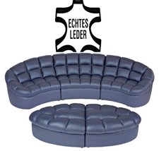 BIGSOFA ECHTLEDER XXL: 340cm ECKSOFA+ 2 HOCKER U-FORM COUCH SAMT MEGA DESIGN !