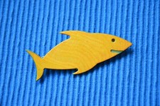 Haarspange: Fisch aus Holz Metallverschluss Delfin Hai Tier Natur 7 cm Klammer