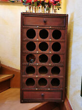 Weinregal Holz Kolonialstil Retro für 15 Weinflaschen und 2 Schubladen- 80 cm 