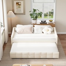 Tagesbett Ausziehbar Sofabett 90x200cm Bett mit Lattenrost Gästebett Schlafcouch