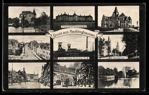 Recklinghausen zeche - ak, recklinghausen,
