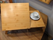 betttablett klappbar, zweigeteilt, Vollholz