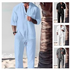 Herren set aus leinen outfit - herren-set,
