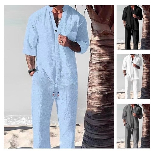 Herren set aus leinen outfit - herren-set, leinen-outfit