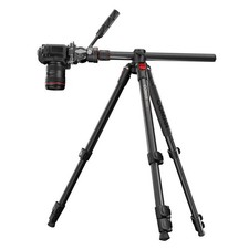 Reisestativ mit Videohead, 90° abklappbare Säule für Makro + Tabletop Shots, Alu