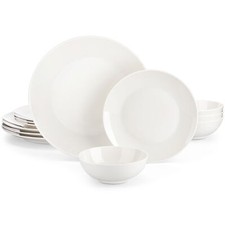 MALACASA 12-teilig Bone China Geschirrset Schüssel und Teller-Set für 4 Personen