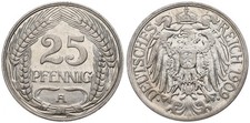 Deutschland - 25 Pfennig 1909-1912 Deutsches Reich - verschiedene Jahrgänge