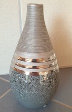Gilde Vase bauchig MAGMA silberfarben / granit / Höhe 23 cm NEU