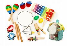 Kinder Musikinstrumente Set 10 Stück Schellenkranz Triangel in einem Rucksack ET