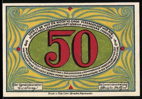 Notgeld gnarrenburg 50 - notgeld, gnarrenburg,