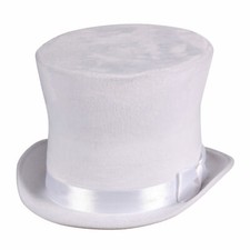 weißer Zylinder Hut Flair samtiger Zylinderhut weiss Chapeau Karneval Fasching