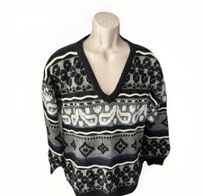 Herren Pullover mehrfarbig grau schwarz Grobstrick Gebraucht