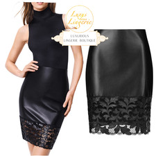 EMMA SKIRT by Wolford black schwarz Lederimitat Rock mit Spitzen Verzierung blac