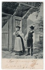 Trachten-Paar aus Rumänien - gelaufen 1902 von PANKOTA nach ARAD