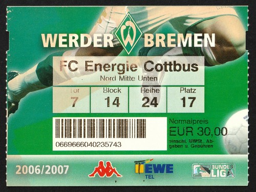 Ticket 2006 werder - 2006/07, |