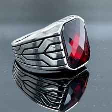 925 Silver Red Ruby Stone Men
