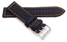 Sulla Uhrenarmband wasserdicht Kalbsleder 20mm, 22mm, 24mm - orange / gelbe Naht