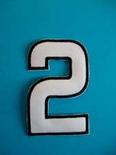 Zahl 2 Stoff 10cm weiß mit