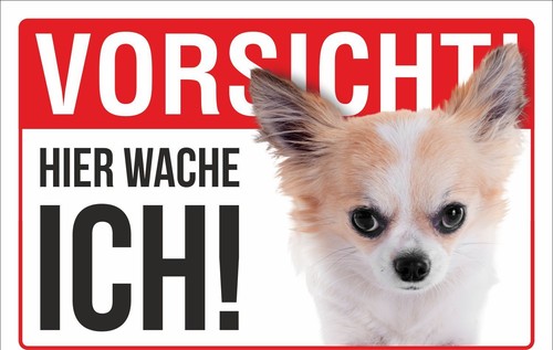 Schild vorsicht hier wache - hier,