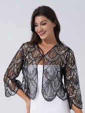 Damen Bolero Jacke Blazer Brautstola Jäckchen Brautkleid Abendkleid Partykleid