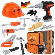 28 Stück Werkzeugkoffer Spielwerkzeug | Werkzeugkasten Kinder | Mit Bauhelm