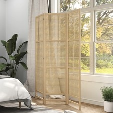 HOMCOM Paravent 3-teilig 135 x 180 cm Trennwand Raumteiler aus PP Rattan Natur