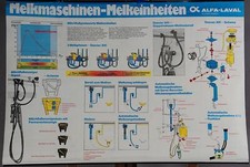 Schulwandkarte Lehrtafel Rollbild Melkmaschine Melkeinheit Melkzeug Alfa-Laval