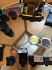 Fotoausrüstung komplett wie auf Fotos +2xSpiegelkameras+1Rico Kam. + Blitze +
