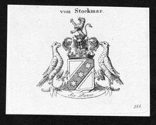 ca. 1820 Stockmar Wappen Adel coat of arms Kupferstich antique print hera 138479