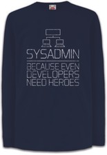 Sysadmin Because Even Developers Need Heroes Kinder Langarm T-Shirt Admin Fun
