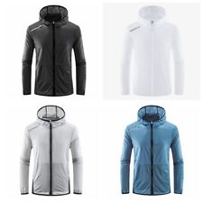 Herren Jacke mit Kapuze Sonnenschutz Reißverschlussmantel Schnell Trocken Laufen