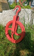 Umlenkrolle Lotterrad Eisenrad mit Haken Seilwinde Schwer Antik Loft Vintage