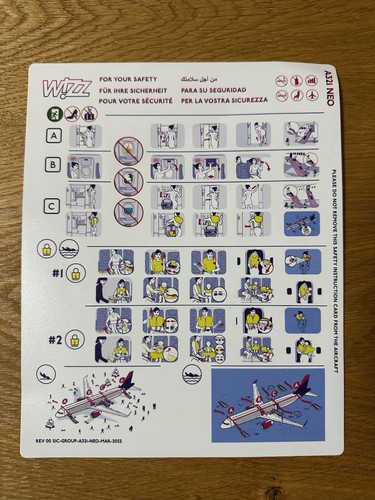 Safety card wizz air a321 - safety,