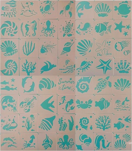56er set schablone maritim - maritim, hai