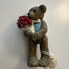Gilde Teddybären Handwerk Blumen Rosenstrauß Bären  Handarbeit gemalt Sammler 