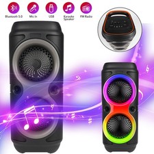 Tragbarer TWS Bluetooth Dual Lautsprecher RGB Musikbox Party Stereo Subwoofer DE